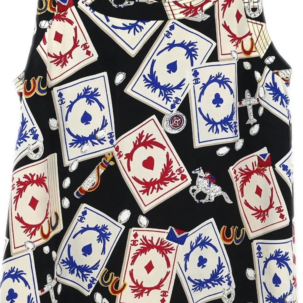 CHANEL Black and Red Playing Card Print Top - Picture 2 of 8